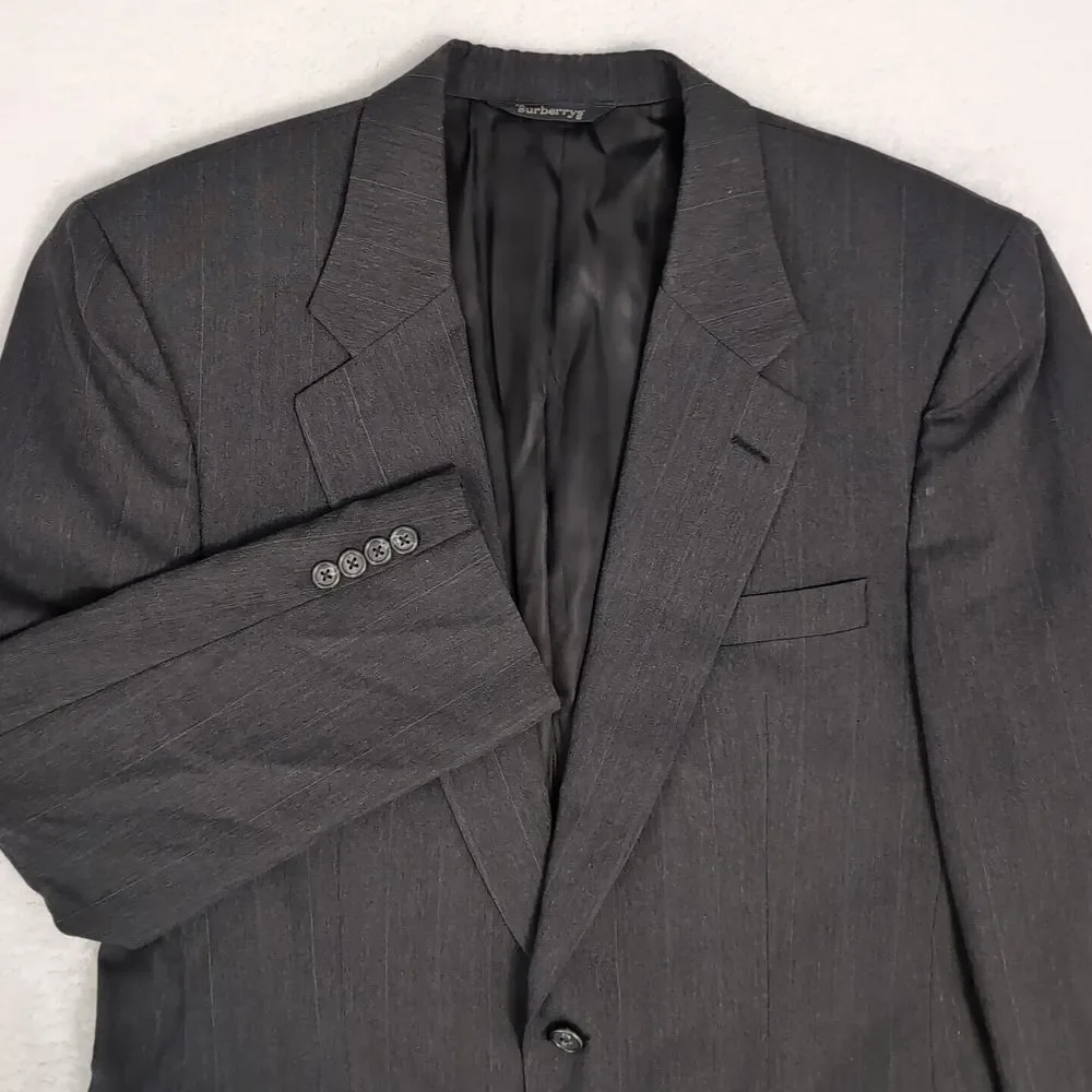 Vintage Burberrys Charcoal Gray Pure New Wool Sports Coat Blazer Men's 44L‎